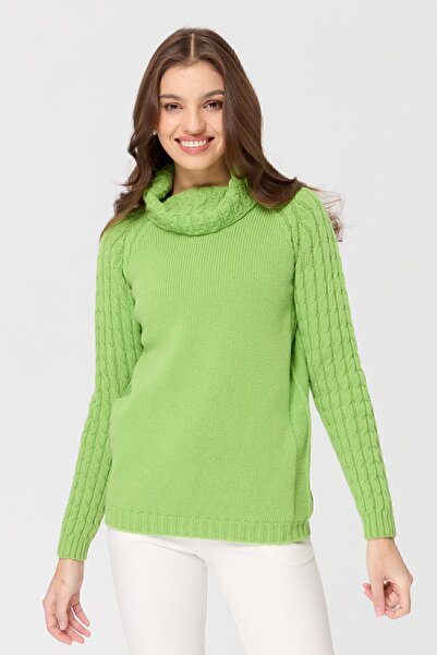 Desen Triko Жіночий светр з відкритим коміром, рукавами та коміром, з плетени...