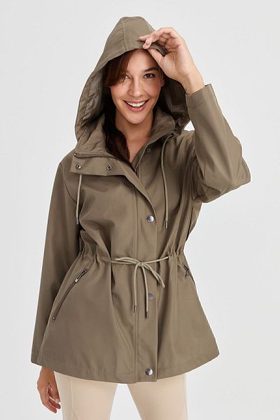 Desen Triko Women's Hooded Short Trench Coat Green