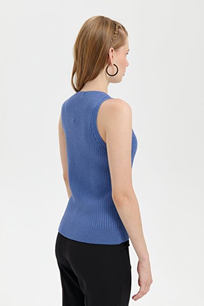 Desen Triko Indigo Women's Vest - V-neck, Seamless