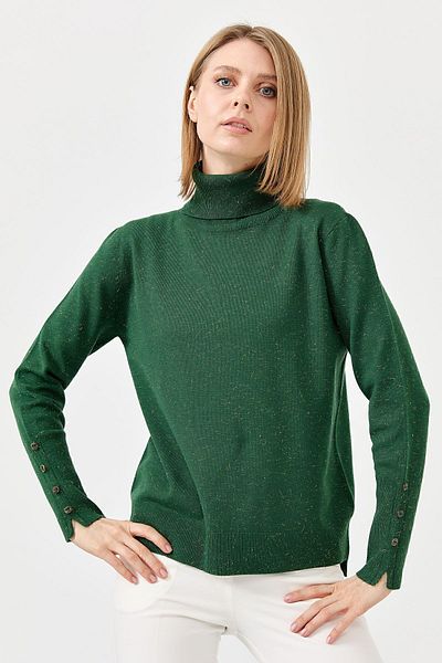 Desen Triko Women's Full Turtleneck Slit Sleeve Sweater Ö.başı