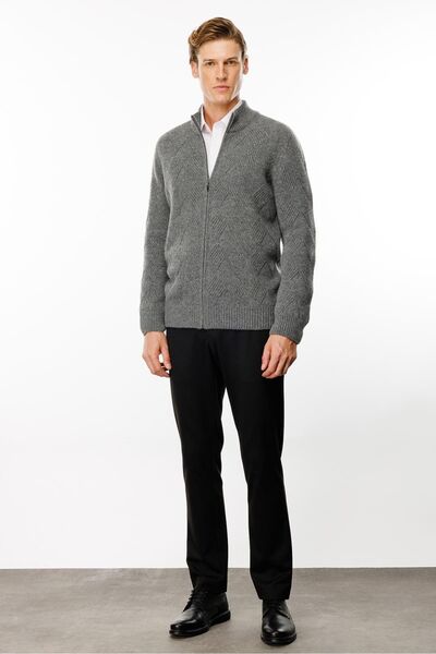 Desen Triko Чоловічий вовняний піджак з високим коміром і візерунком «баклава», колір димчастий