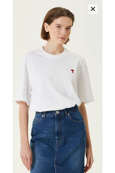 Jungle Crew Neck Embroidered White Heart Embroidered T-Shirt