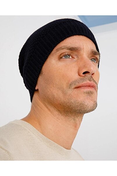 Desen Triko Men's Wool Beret Dark Navy Blue