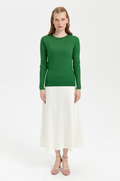 Desen Triko Γυναικείο πουλόβερ χωρίς ραφή με σχέδιο με λαιμόκοψη - K.Yosun