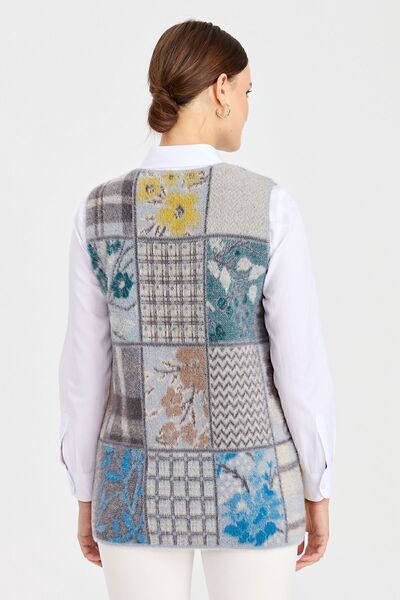 Desen Triko Жіночий жилет з V-подібним коміром, клаптиковий, A.Mavi