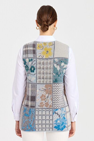 Desen Triko Жіночий жилет з патчворком без коміра A.Mavi