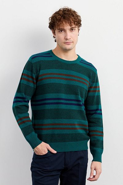 Desen Triko Pulover de lână clasic cu dungi colorate pentru bărbați K.Ö.başı