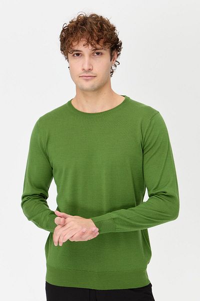 Desen Triko Ανδρικό πλεκτό πουλόβερ Basic Crew Neck Slim A.Green