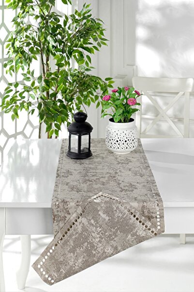 ÖZENEV Evine Özen Runner Amerikan Servis Masa Örtüsü 40x140 Cm Çift Taraflı Kahve