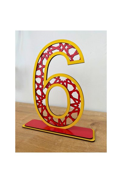 WoodenZoo 6 Years Old Birthday Table Decor (Themed Yellow-Red)