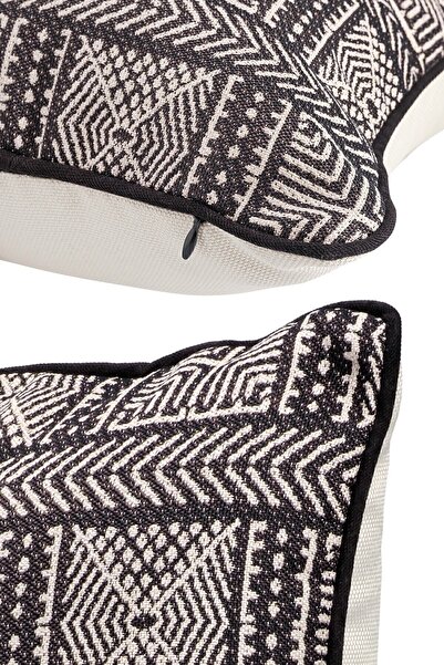 ÖZENEV Special Design 43x43 Woven Throw Pillow Cover with Piping Hidden Zipper Decorative Living Room