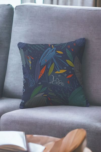 ÖZENEV 43X43 cm Velvet Throw Pillow Cover - Soft and Decorative Living Room Abstract Sea