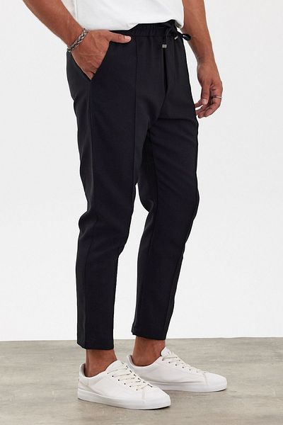 MADZEYMODA Ανδρικό μαύρο παντελόνι Jogger New Season - Boyfriend Mold, Grass Detailed Mz22032