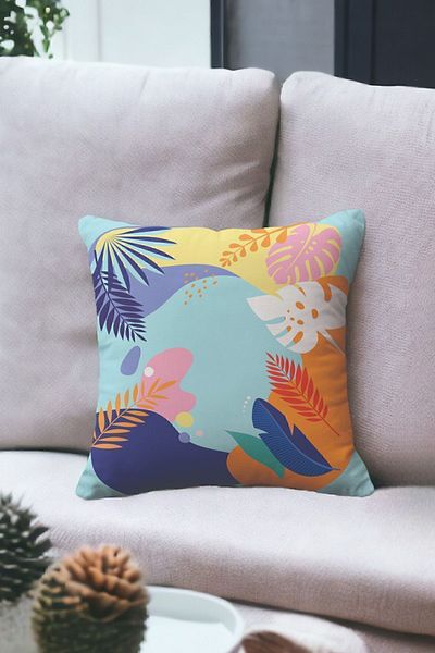 ÖZENEV 43x43 cm Husă de pernă din catifea - Frunză decorativă moale pentru sufragerie