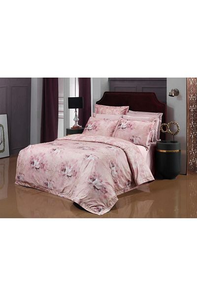 Sarev طقم غطاء لحاف مزدوج من الساتان القطني من Pink Freza 500Tc