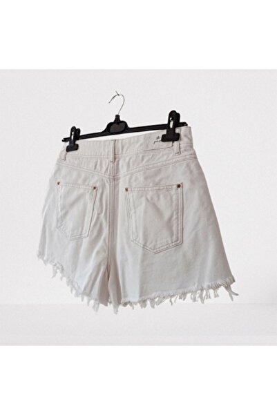 Namaste Vintage Beyaz renk yüksel bel denim kısa şort