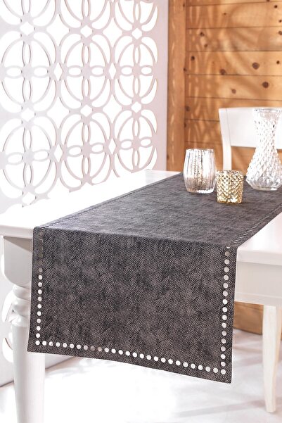 ÖZENEV Gri Eliza Runner Amerikan Servis Masa Örtüsü 40x140 cm