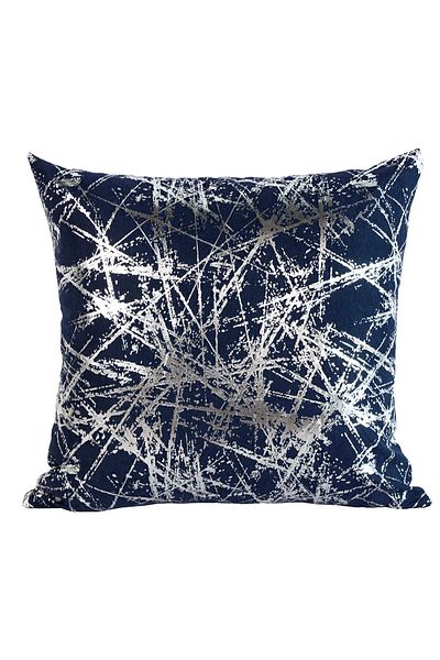 ÖZENEV Navy Blue Silver Foil Patterned Throw Pillow Cover Decorative Stylish Soft Living Room Sofa