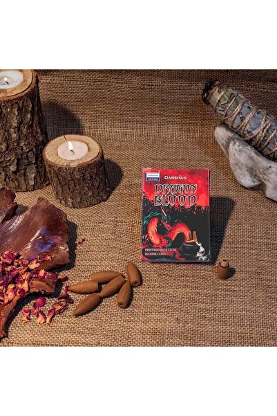 Darshan Incense Dragon Blood (EJDER AĞACI) Geri Akış (BACK FLOW) Tütsü 10 Adet