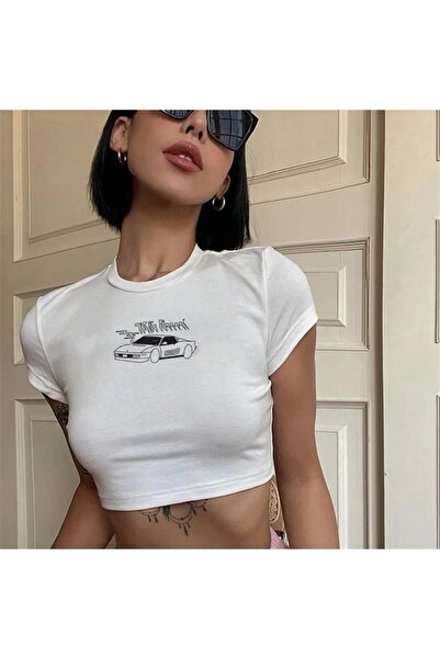 Le Savu Vintage αυτοκίνητο με τύπωμα σε λευκό χρώμα