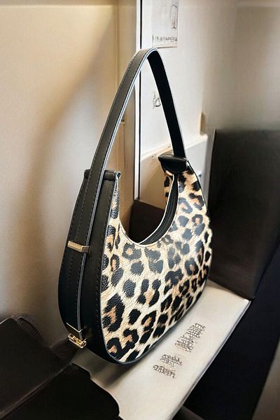 BAHELS Μίνι γυναικείο πορτοφόλι με Leopard Print - Τσάντα χειρός και ώμου μπαγκέτας με δώρο
