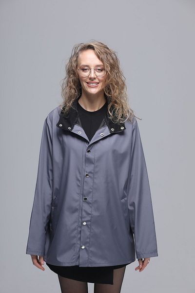 HNK Couple Design Oversize Waterproof Gray Raincoat Windbreaker