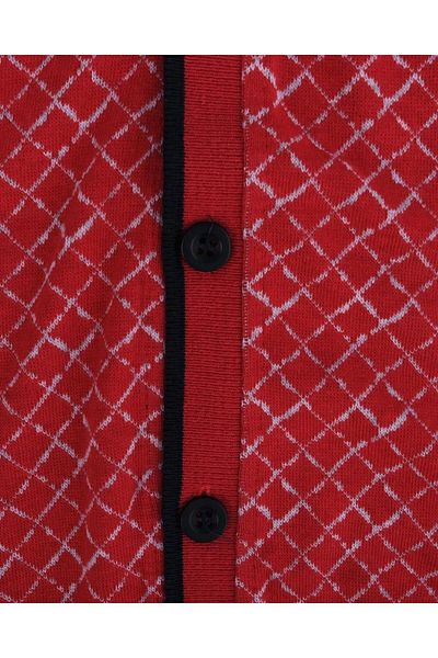 Bebelop Sleeveless and Buttoned Diamond Patterned Sweater