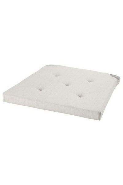 IKEA Ecru Color Chair Cushion 35/42X40X4 cm Velcro Tape, Cotton