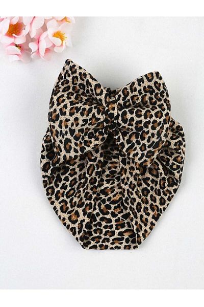 Bebe Türk Baby Bonnet Leopard Bow