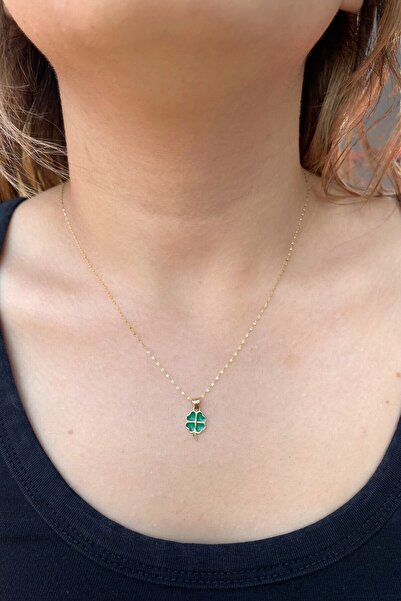 Altınaşkı Yonca Aynalı Zincir Altın Kolye