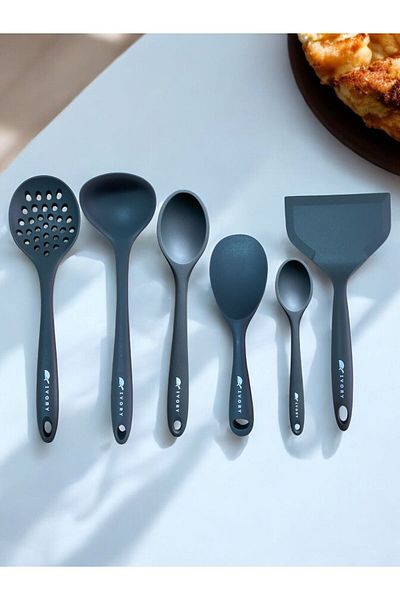 Multiamo 6 Piece Heat Resistant Silicone Colander Set - Ladle and Spoon Spatula