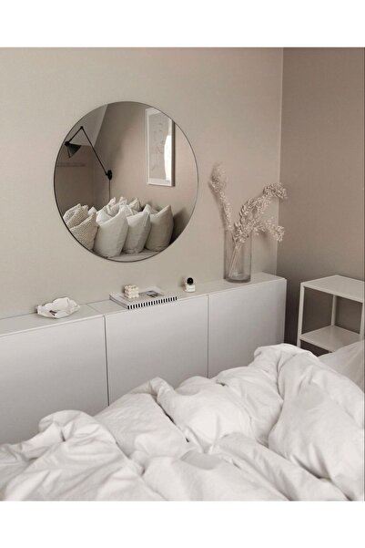 cg store 60 Cm Yuvarlak Ayna Rodaj Dekoratif Gerçek Ayna.