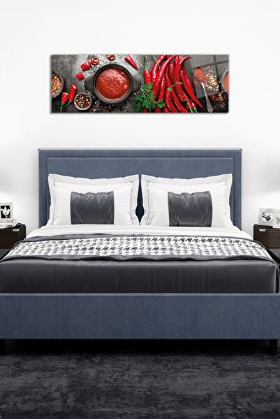 Vosevu Kırmızı Biber Acı Soslu Panoramik Cam Tablo, Modern Ev ve Ofis Dekoru, Hediyelik Duvar Dekorasyonu