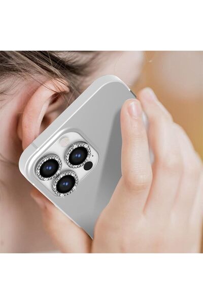 EDELFU Camera Protector for iPhone 13 Pro Max / 13 Pro Stone and Metal Lens Protector White