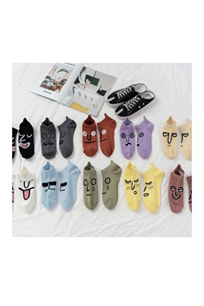 REYNBOO SOCKS 7 أزواج من الجوارب النسائية ذات الوجه المضحك، متعددة الألوان