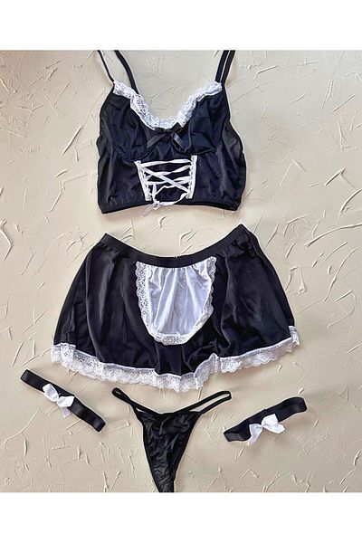 İntive Lingerie Νυχτικό Jessica Bella Μαύρο και άσπρο δαντελένιο/Σετ σουτιέν-00124