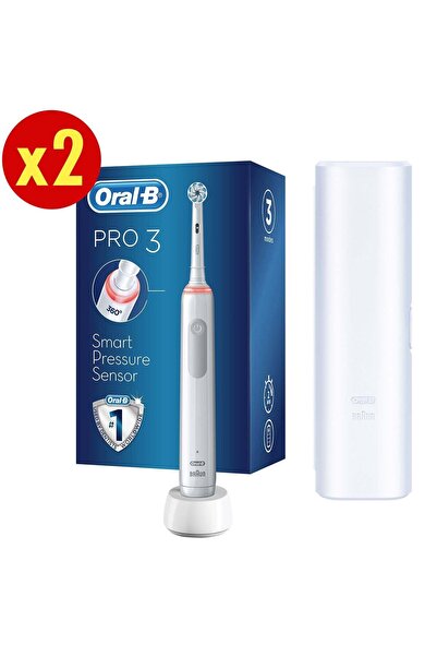 Oral-B Pro 3500 Şarj Edilebilir Diş Fırçası Beyaz+ Başlık X2