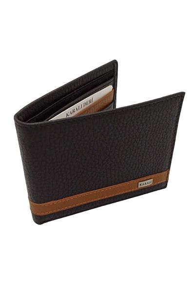 Karalı Deri Black Wallet 100% Genuine Leather Magnet Cover