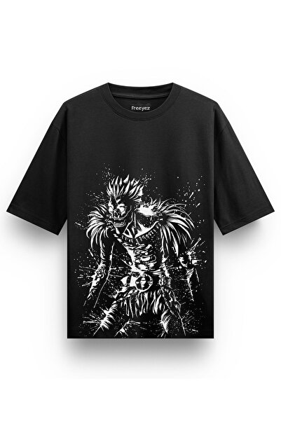 Freeyez Tricou oversize unisex din bumbac cu imprimeu anime Death Note Ryuk