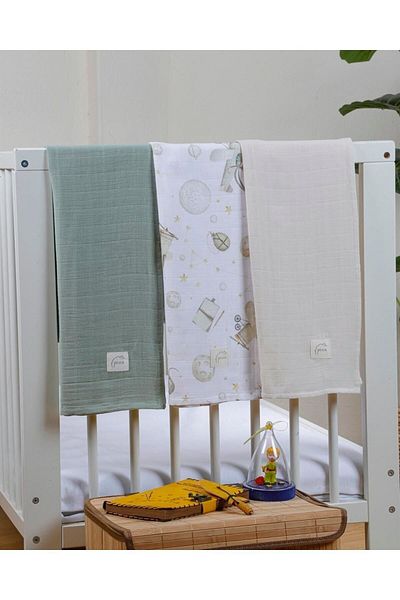 pesca 3-Piece Planet Muslin Blanket 75*75 cm