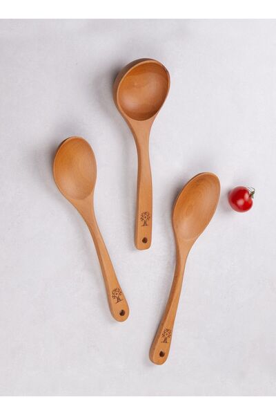 Öz ahsap 3 Piece Bamboo Wooden Spoon Wooden Kitchen Set