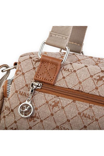 Nas Bag -1160 Дамска чанта за рамо Dona - норка, кафява, с щампа