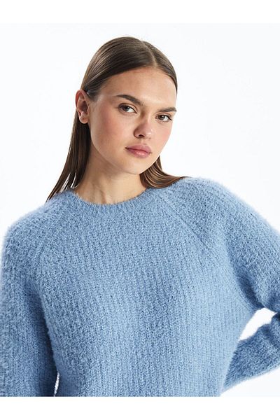 LC Waikiki Pulover de damă cu mânecă lungă, solidă, cu gât crew - W41672z8