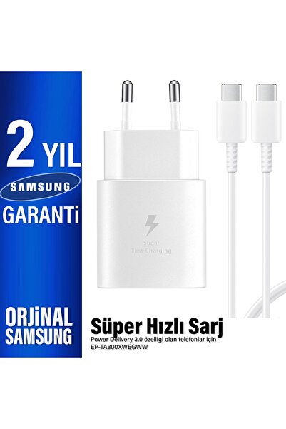 Samsung EP-TA800 Type-C Şarj Aleti 25W HIZLI - Type C Kablo Set Samsung  (Sam...