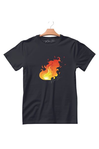 Big Flame Görsel Baskılı Unisex Tişört Siyah