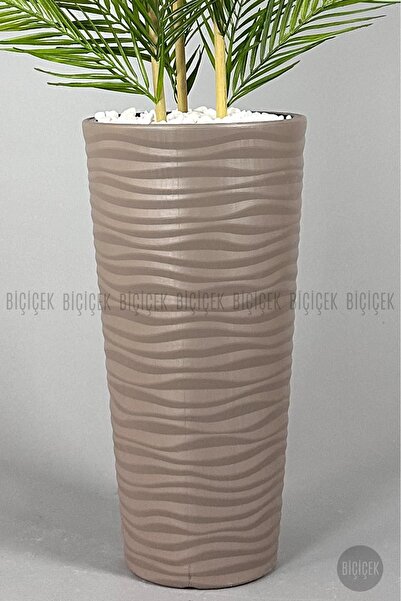 BİÇİÇEK Yapay Areka Ağacı Palmiye Ağacı 33 Yapraklı Bambu Gövdeli Mocca Kumsal Saksı Salon Çiçeği 150cm