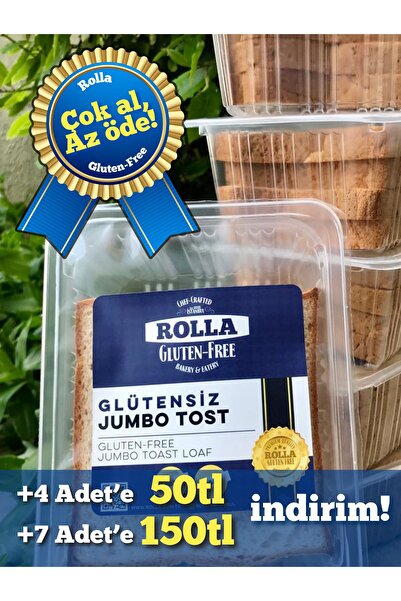 Rolla Gluten Free Rolla Gluten-free Jumbo Tost Ekmeği (4x65gr) Laktozsuz Vegan