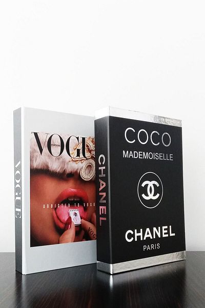 ndukkan Vogue Portugal and Coco Black Silver Themed 2-Piece Decorative Book Box Set