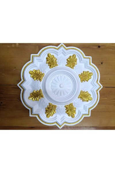 GÜÇLÜ MENEKŞE DESENLİ METALİK BOYALI TAVAN GÖBEĞİ 40 cm - ALTIN (Gold) Renk