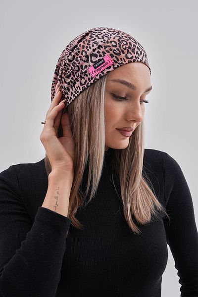 MAG FASHİON Italian Design Women's Hat for 4 Seasons - Beret Leopard Print Buff